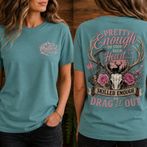 Pretty Enough To Stop Your Heart – Women’s Western Hunting Graphic Tee | Mystical Morning Peaks