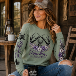 Hunting-inspired graphic apparel featuring a detailed outdoor design for hunters and outdoor enthusiasts.